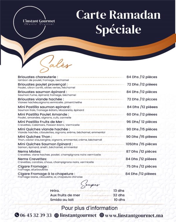 Composez Votre Commande - Carte Ramadan Spéciale Les Salés | L'Instant Gourmet